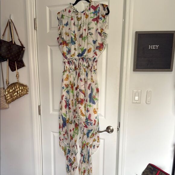 The Kooples Colorful Floral Butterfly Chiffon Dress Size 2 - NWOT - White Maxi - Picture 1 of 8